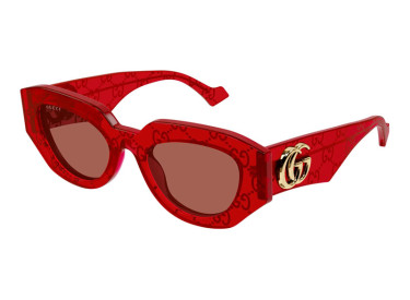 Gucci GG1421S 006 Transparent Red with GG Pattern/Brown