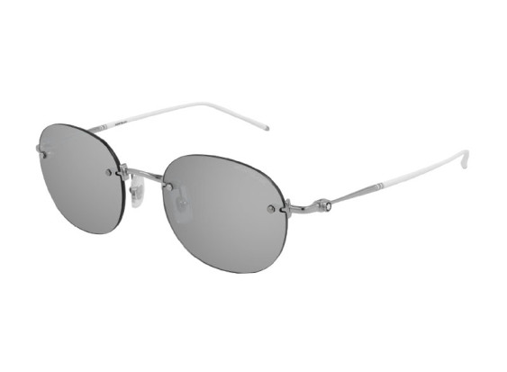 Montblanc MB0126S 010 Silver/White/Grey with Silver Mirror