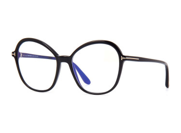 Tom Ford FT5577-B 001 Shiny Black/Clear Blue Light Block 55mm