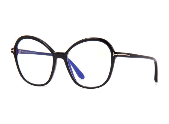 Tom Ford FT5577-B 001 Shiny Black/Clear Blue Light Block 55mm