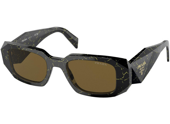 Prada PR17WS 19D01T Black/Yellow Marble/Dark Brown