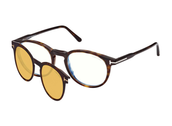 Tom Ford FT5823-H-B 052 Dark Havana/Clear Blue Light Protection With Sunglasses Yellow Clip-On 50mm