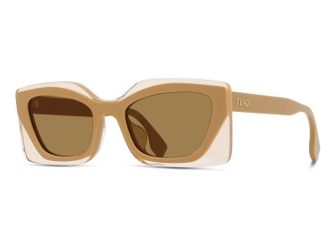 Fendi FE40034U 57E Transparent Peach Base and Camel/Light Brown