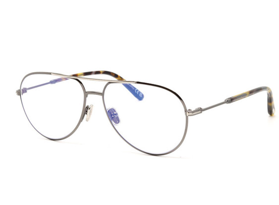 Tom Ford FT5829-B 008 Shiny Gunmetal/Clear Blue Light Block 57mm