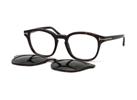 Tom Ford FT5532-B 52E Havana/Blue Block/Brown Clip-On 49mm