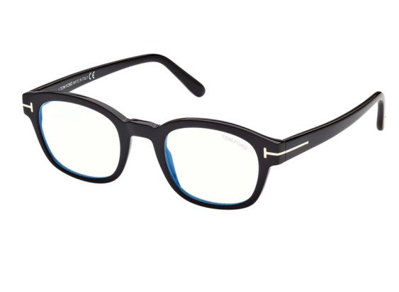 Tom Ford FT5808-B 001 Shiny Black Blue Light Block 49mm