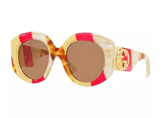 Gucci GG1308S 003 Red and Ivory Havana/Light Brown