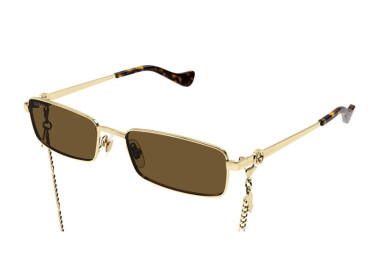 Gucci GG1600S 002 Gold with Gold Chain/Brown