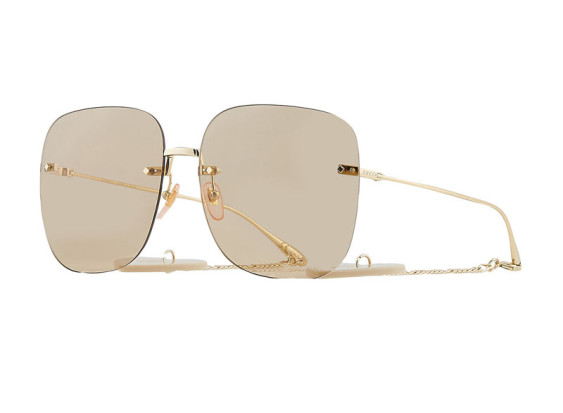 Gucci GG1148S 003 Gold With Detachable Gold Chain/Brown