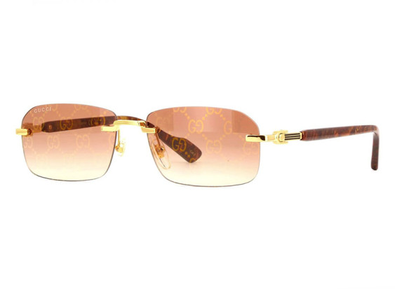 Gucci GG1221S 004 Gold with Brown/Burgundy Gradient/Mirrored Guccissima Pattern Bronze