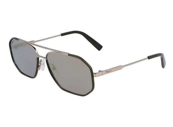 Salvatore Ferragamo SF303SL 726 Gold/Dark Green Leather/Grey
