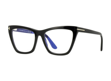 Tom Ford FT5971-B 001 Shiny Black/Clear Blue Light Block with Magnetic Clip-On Smoke 54mm