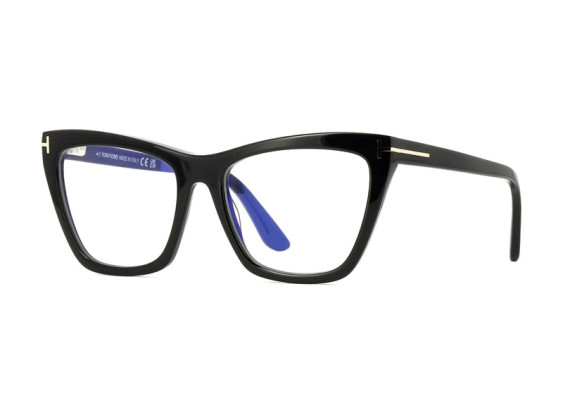 Tom Ford FT5971-B 001 Shiny Black/Clear Blue Light Block with Magnetic Clip-On Smoke 54mm
