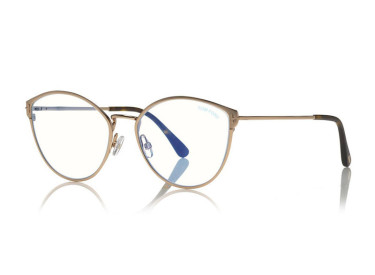 Tom Ford FT5573-B 028 Rose Gold/Clear Blue Light Block 55mm