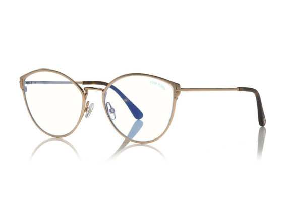 Tom Ford FT5573-B 028 Rose Gold/Clear Blue Light Block 55mm