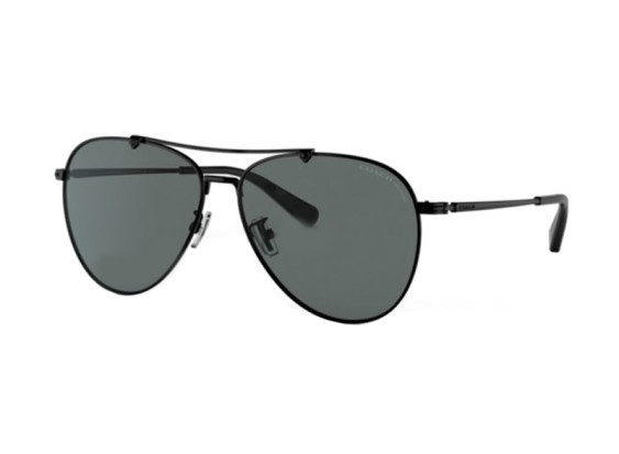 Coach HC7136 939381 Satin Black/Dark Grey Polarized