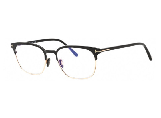 Tom Ford FT5799-B 005 Shiny Black/Gold/Clear Blue Block Lenses 53mm