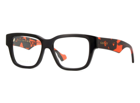 Gucci GG1428O 006 Black With Orange Havana/Havana 55mm