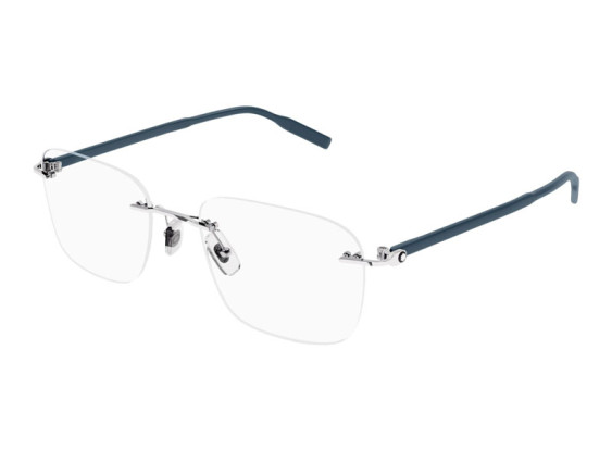 Montblanc MB0222O 005 Silver/Blue 55mm