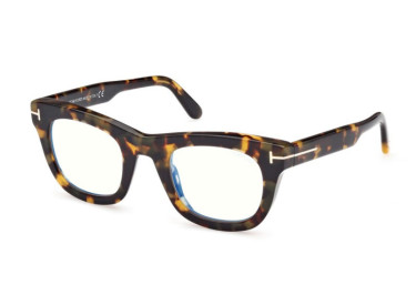 Tom Ford FT5872-B 055 Coloured Havana/Clear Blue Light Block 48mm