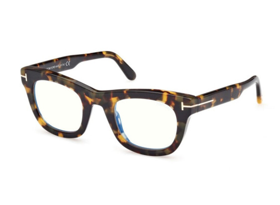 Tom Ford FT5872-B 055 Coloured Havana/Clear Blue Light Block 48mm