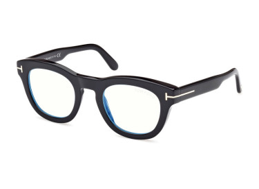 Tom Ford FT5873-B 001 Shiny Black/Clear Blue Light Block 49mm