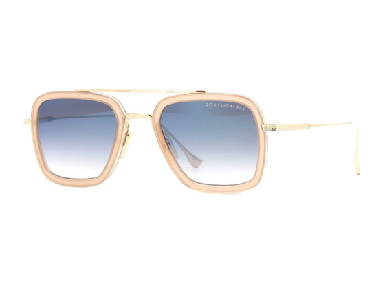 Dita FLIGHT-006-7806-U Gold and Dusty Pink/Grey To Clear Gradient with Deep Blue Mirror