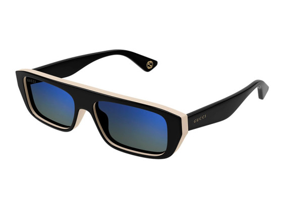 Gucci GG1617S 003 Shiny Black Top Ivory/Dark Green with Blue Gradient Mirror