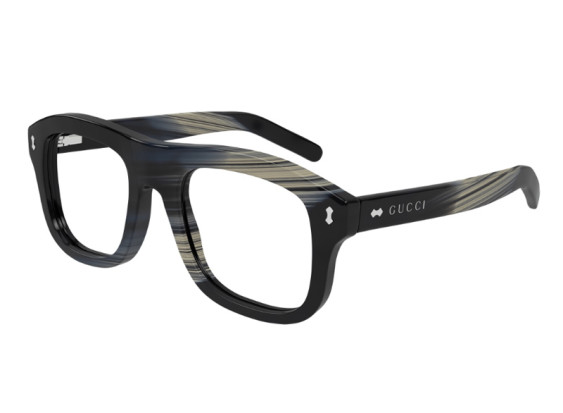 Gucci GG1712S 003 Shiny Black Beige And Blue Maxi Horn/Clear/Blue Magnetic Clip-On 52mm