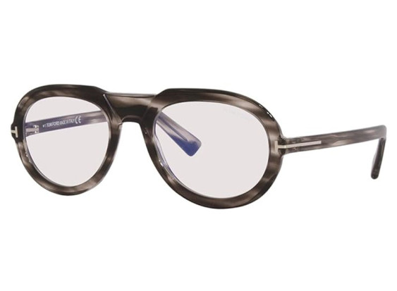 Tom Ford FT5756-B 056 Shiny Striped Grey Blue Light Block 53mm