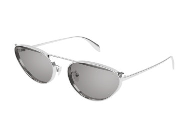 Alexander McQueen AM0424S 004 Silver/Grey with Silver Mirror