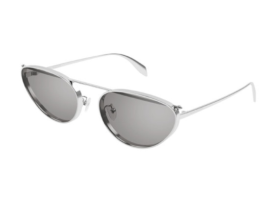 Alexander McQueen AM0424S 004 Silver/Grey with Silver Mirror