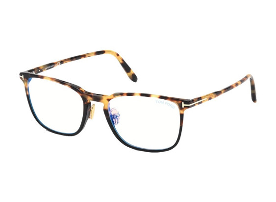 Tom Ford FT5699-B 056 Shiny Havana With Crystal/Black/Clear Blue Light Block 53mm