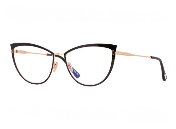 Tom Ford FT5877-B 001 Shiny Black/Gold/Clear Blue Light Block 56mm