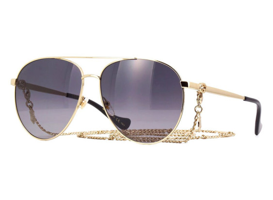 Gucci GG1088S 001 Gold With Detachable Gold Chain/Grey Gradient