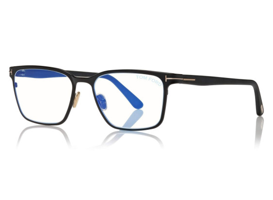 Tom Ford FT5733-B 002 Matte Black/Shiny Rose Gold/Clear Blue Light Block 53mm