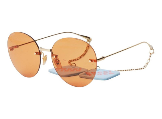 Gucci GG1149S 007 Gold/Orange with Chain Blue Pendants